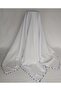 Nazar Boncuğu Crochet White Cheesecloth Scarf Writing Headscarf Prayer Cloth