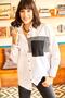 Women's White Oversize Woven Shirt with Pocket Detail GML-19000978