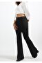 Women's Scuba Fabric High-Waist Black Flared Pants