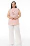 Plus Size Sleeveless Powder Pink Shirt with Triple Slit Collar and Side Slits (Buttonless) - 2