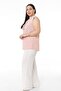 Plus Size Sleeveless Powder Pink Shirt with Triple Slit Collar and Side Slits (Buttonless) - 4