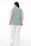 Mint Green Large Size Shirt - Three Layers of Flounces, Slits, No Buttons, Sleeveless - 3