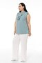 Mint Green Large Size Shirt - Three Layers of Flounces, Slits, No Buttons, Sleeveless - 4
