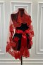 Red Elegant Pattern Sparkling Guipure Bridal Veil Set - 2