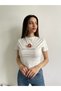 Women's Angel Printed Crop T-shirt White - 3