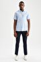 Regular Fit Polo Neck Short Sleeve Cotton Shirt - 2