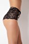 Women's Black Leopard Patterned Lace High Waist Panties with Plus Size Options 503 - 3