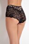 Women's Black Leopard Patterned Lace High Waist Panties with Plus Size Options 503 - 4
