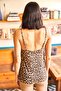 Women's Black Leopard Strap Adjustable Lace Draped Knitted Athlete Blouse BLZ-19001732 - 6