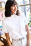 Women's White Half Turtleneck Soft Textured Knitted T-Shirt TSH-19000610