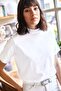Women's White Half Turtleneck Soft Textured Knitted T-Shirt TSH-19000610 - 4