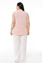 Plus Size Sleeveless Powder Pink Shirt with Triple Slit Collar and Side Slits (Buttonless) - 3