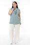 Mint Green Large Size Shirt - Three Layers of Flounces, Slits, No Buttons, Sleeveless - 2