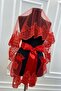 Red Elegant Pattern Sparkling Guipure Bridal Veil Set - 6