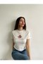 Women's Angel Printed Crop T-shirt White