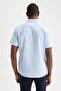 Regular Fit Polo Neck Short Sleeve Cotton Shirt - 7