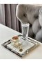 6 Pieces Stainless Steel Square Silver Serving Tray Decorative, Tea, Coffee Presentation Tray - 3