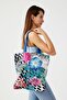 Ays Home Flower Zebra Pattern Cloth Shopping Beach Shoulder Bag