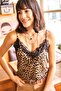 Women's Black Leopard Strap Adjustable Lace Draped Knitted Athlete Blouse BLZ-19001732 - 2