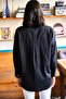 Women's Black Oversize Woven Shirt with Pocket Detail GML-19000978 - 2