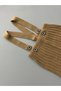 Coffee Color Front Buttoned Strap Adjustable Unisex Baby Knitwear Salopet Leggings Trousers - 3