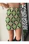 Women's Green Geometric Patterned Knitwear Mini Skirt Yy101023 - 3