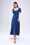 Women's Blue Aerobin Fabric Front Ornamental Button Lined Side Zipper Detail Seasonal Dress - 3