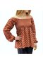 Tile Madonna Collar Polka Dot Printed Back Combed Cotton Blouse