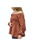 Tile Madonna Collar Polka Dot Printed Back Combed Cotton Blouse - 3