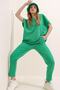 Women's Green Crew Neck Comfortable Fit Tracksuit Set ALC-X5885 - 4