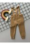 Coffee Color Front Buttoned Strap Adjustable Unisex Baby Knitwear Salopet Leggings Trousers - 2