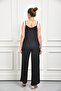 Women's Black Pocket Strap Casual Flowy Jumpsuit - 8