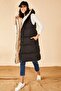 Women's Reversible Long Hooded Sleeveless Puffer Vest