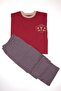 Streamer Printed Claret Red Long Sleeve 100% Cotton Plus Size Pajama Set - 5