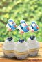 Blue Stork with Hat Welcome Baby Themed Toothpick Ornament 10 Pieces