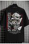 Unisex Black Osaka Japan Printed Oversize Tshirt - 5