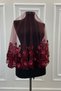 Burgundy Three-Dimensional Luxury Bridal Veil Set with Lurex Pearls Laser Cut Flower Embellishment Henna Cover 6 Pieces - 2