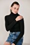 Women's Black Turtleneck Knitwear Sweater - 2