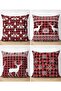 Double Sided 4-Piece New Year's Special Design Plaid Background Deer and Snowflake Combination Suede Throw Pillow Cover