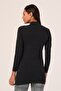 Women's Black Half Fisherman Wool Viscose High-Neck Long Bodysuit - 2
