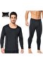 Men's Black Thermal Suit Underwear Bottom Top Long Sleeve - 7