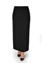 Women's Hijab Side Buttoned Closed Slit Long Plain Black Pencil Skirt