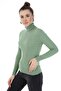 Hair Braided Turtleneck Knitwear Sweater - Mint Green - 3