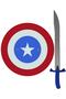 Wooden Toy Set of 2 Captain America Shield and Blue Sword