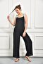 Women's Black Pocket Strap Casual Flowy Jumpsuit