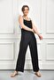 Women's Black Pocket Strap Casual Flowy Jumpsuit - 5