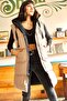 Women's Beige Black Reversible Padded Hooded Woven Vest