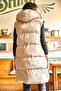 Women's Beige Black Reversible Padded Hooded Woven Vest - 3
