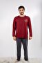 Streamer Printed Claret Red Long Sleeve 100% Cotton Plus Size Pajama Set