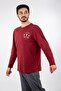 Streamer Printed Claret Red Long Sleeve 100% Cotton Plus Size Pajama Set - 7
